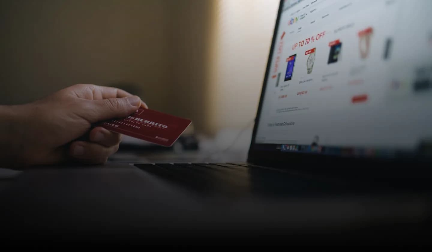 online payment checkout on laptop using credit card for ecommerce purchase